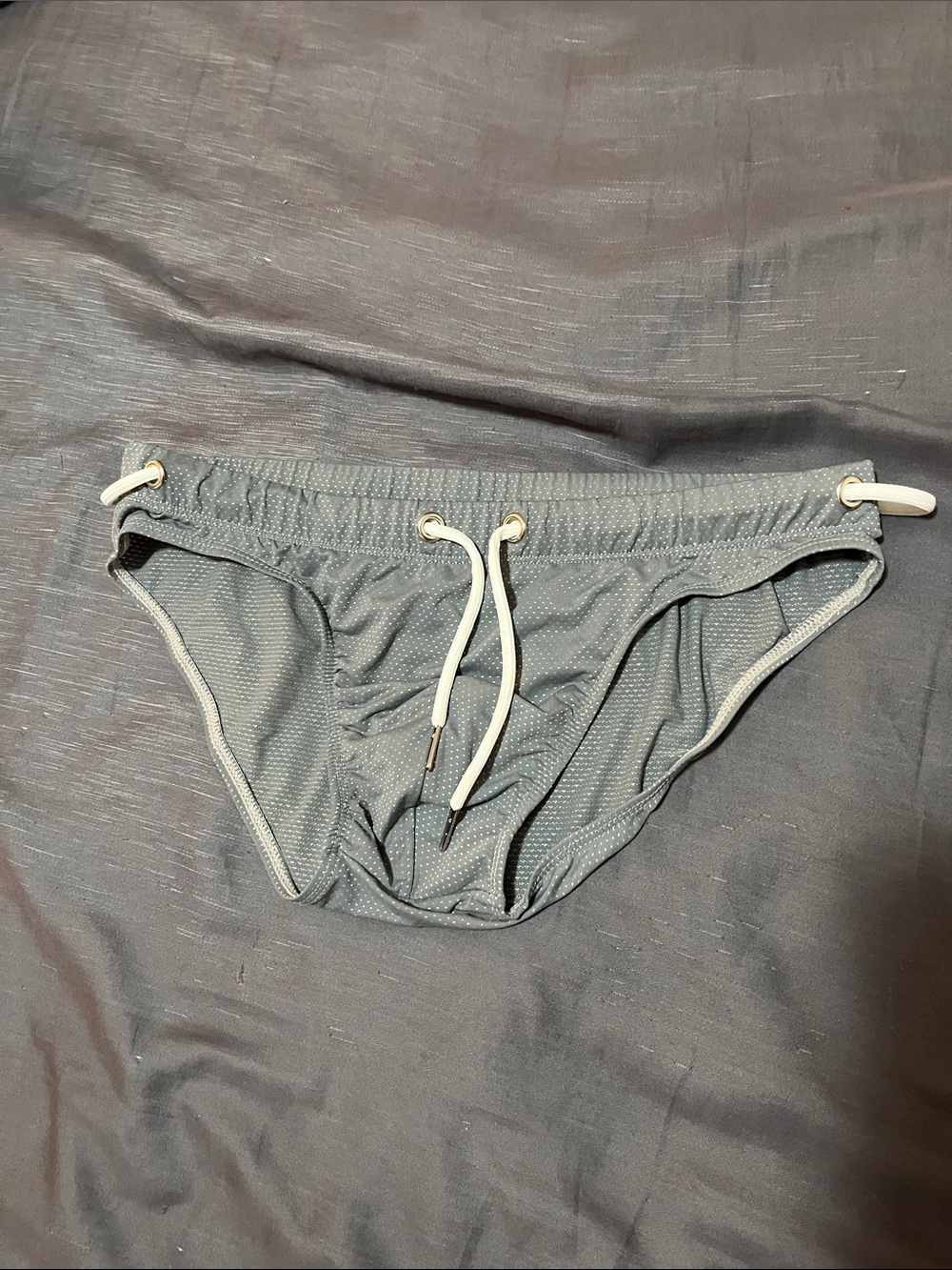 Gray Men's Swim Brief with Drawstring